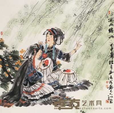 冯远 2004年作 凉山绣女 镜心 67.5×67.5cm